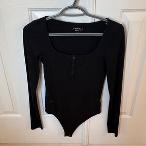 American Eagle Outfitters Black Buttoned Bodysuit